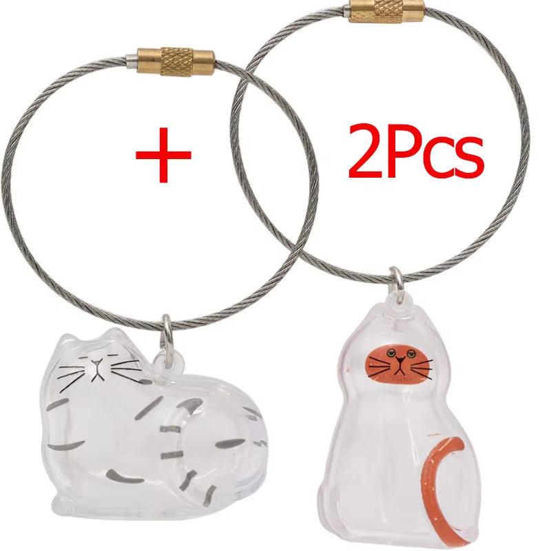 Transparent Cat Hair Storage Keychain Pendant Pet Fur Keepsake Memorial Souvenir for Backpack Bag Car Key Ginger Cat Lover Gift