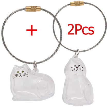 Transparent Cat Hair Storage Keychain Pendant Pet Fur Keepsake Memorial Souvenir for Backpack Bag Car Key Ginger Cat Lover Gift