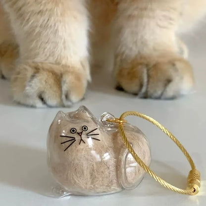 Transparent Cat Hair Storage Keychain Pendant Pet Fur Keepsake Memorial Souvenir for Backpack Bag Car Key Ginger Cat Lover Gift