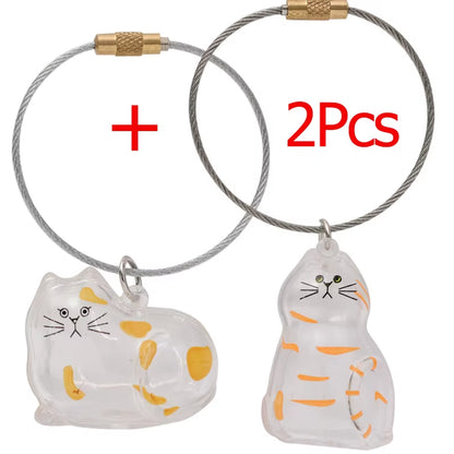Transparent Cat Hair Storage Keychain Pendant Pet Fur Keepsake Memorial Souvenir for Backpack Bag Car Key Ginger Cat Lover Gift